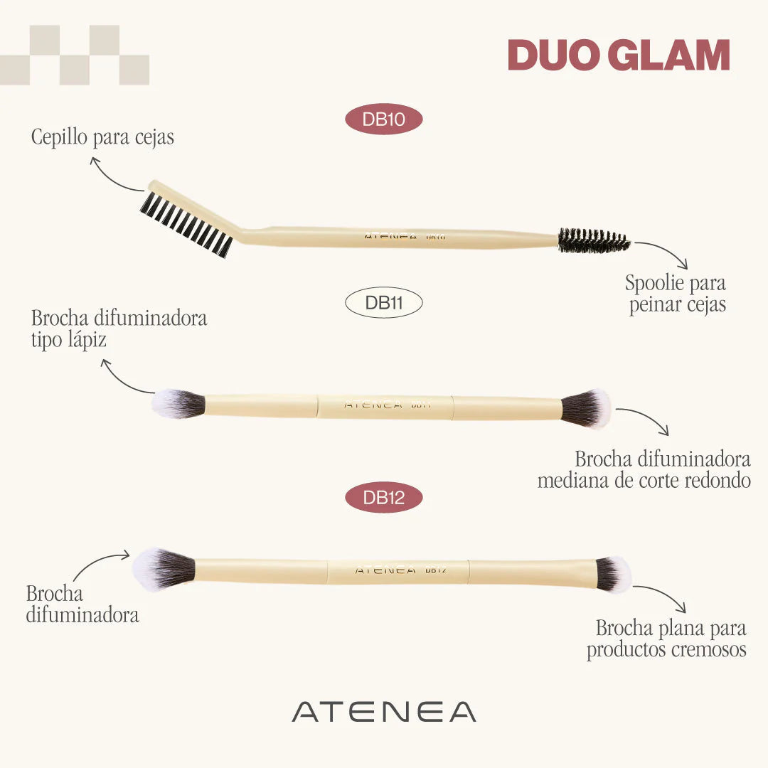 BROCHA DUO PLANA CREMA Y DIFUMINADORA| ATENEA